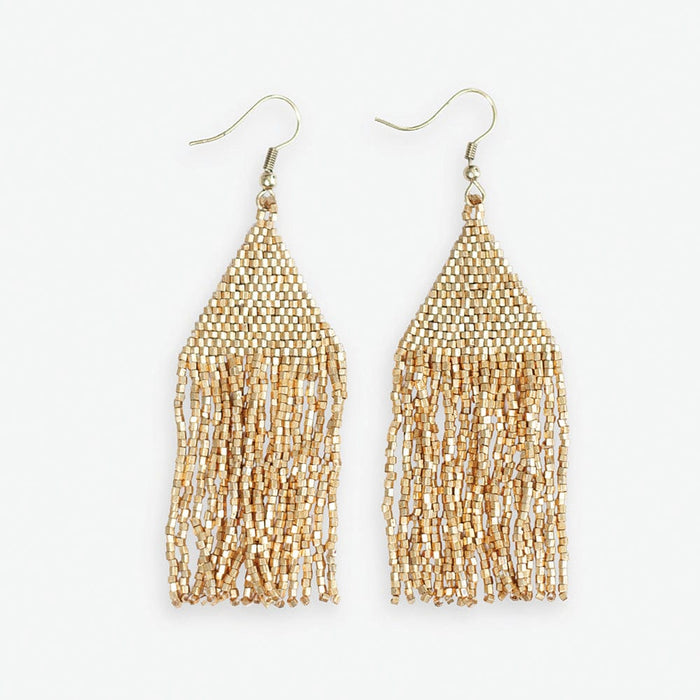 Lexie Solid Beaded Fringe Earrings Gold Earrings