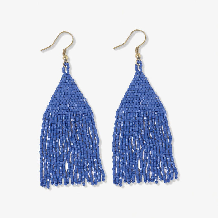 Lexie Solid Beaded Fringe Earrings Lapis Earrings