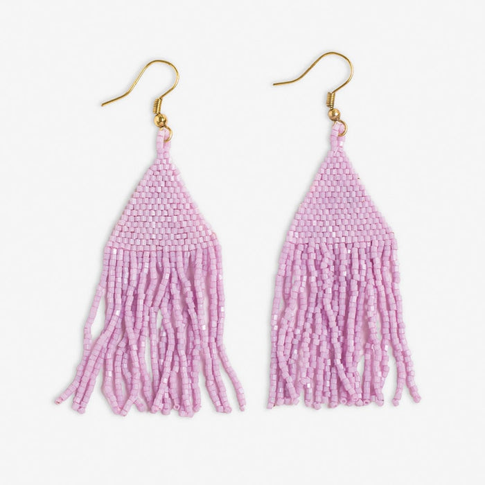 Lexie Solid Beaded Fringe Earrings Light Lavender