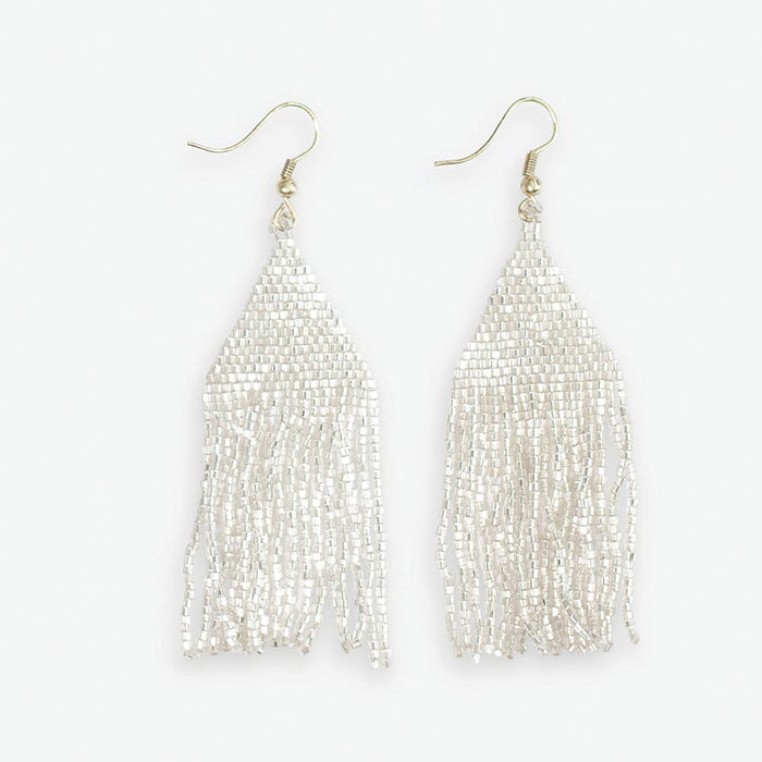 Lexie Solid Beaded Fringe Earrings Silver Earrings