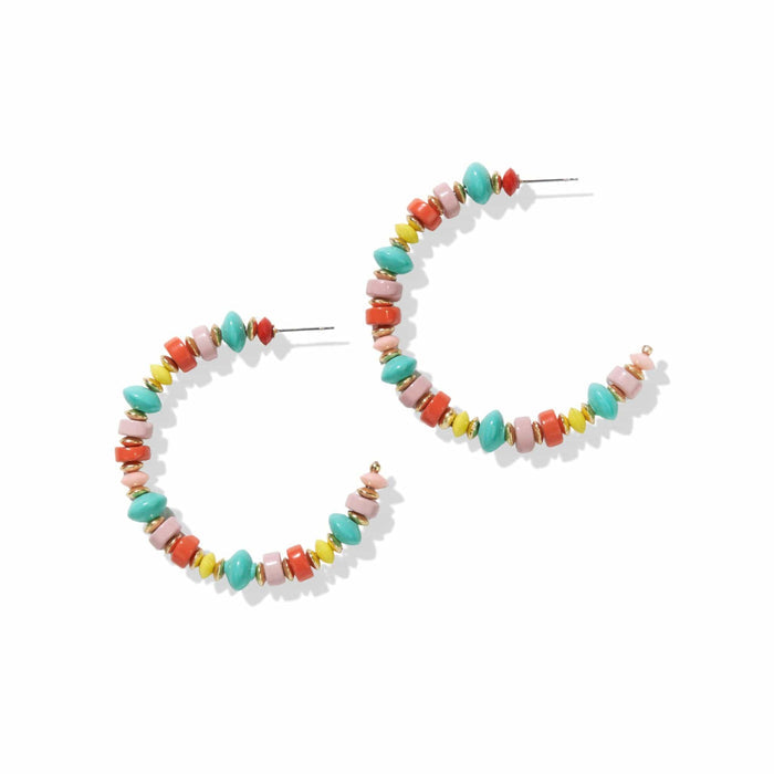 Lilac Mix Disk Bead Hoop Earringss Earrings