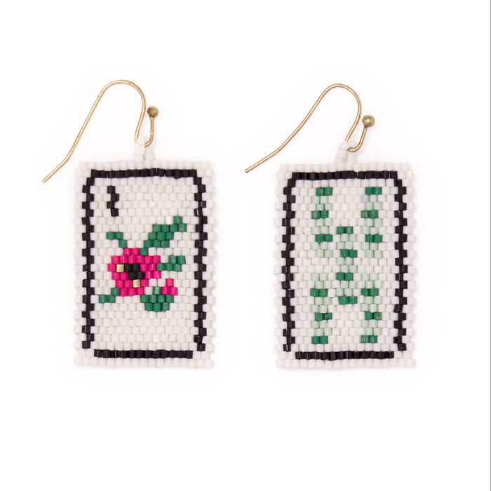 Lily Beaded Mahjong Earrings Flower Dangle