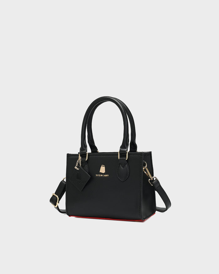 Lisse Mini Tote Bag in Black & Red