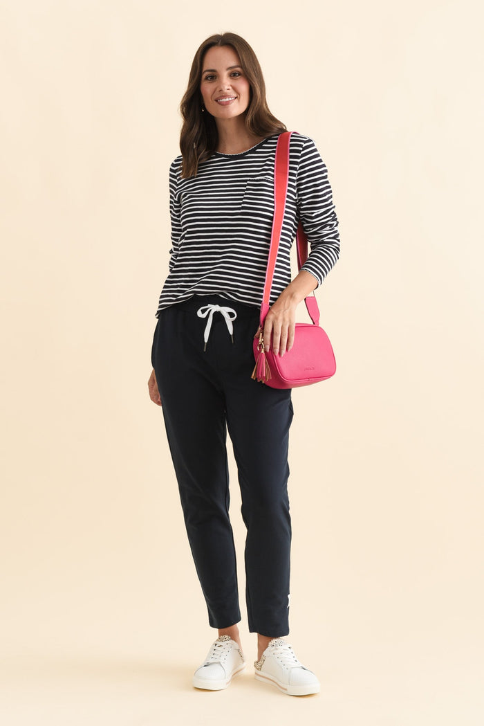 Lobby Navy Cotton Relaxed Sweatpants,Brunette model,alt text|model:MJ
