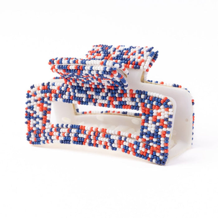 Lola Game Day Confetti Beaded Hair Claw Clip Blue and Orange Claw