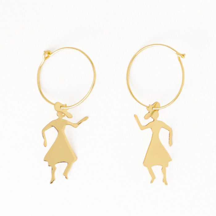 Loretta Cowgirl Hoop Earrings Brass Hoop
