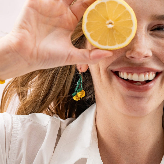 Lottie Lemon Dangle Luxe Earrings Yellow Drop