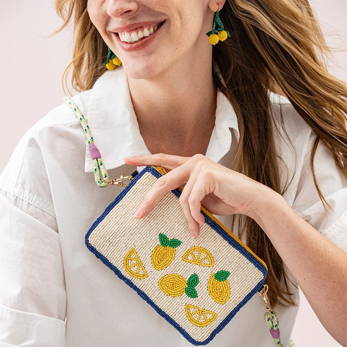 Leila Lemons Seed Bead Clutch With Strap Crossbody