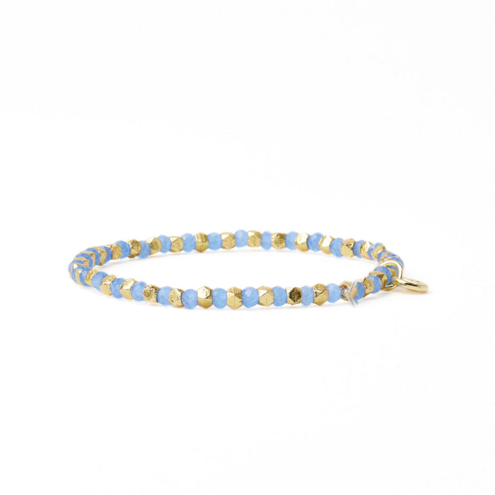 Louise Crystal Stretch Bracelet Blue + Gold Stretch