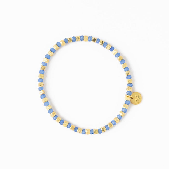Louise Crystal Stretch Bracelet Blue + Gold Stretch