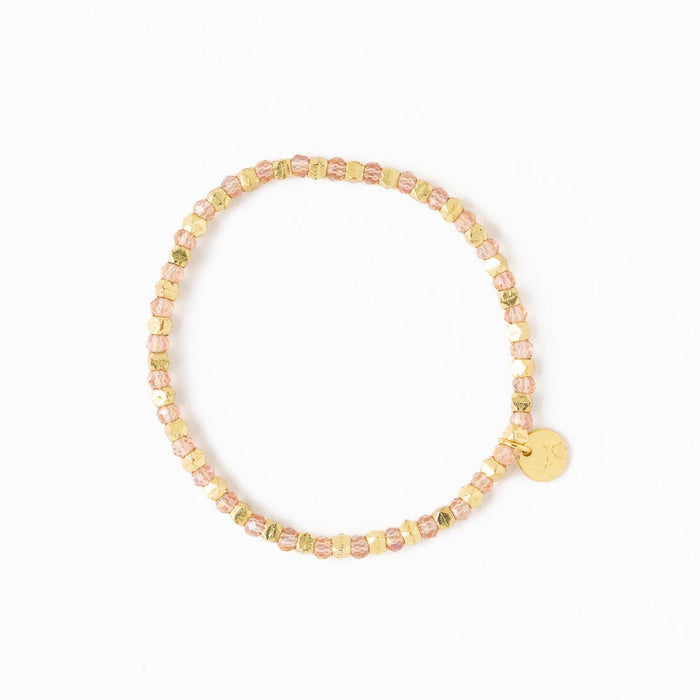Louise Crystal Stretch Bracelet Blush + Gold Stretch