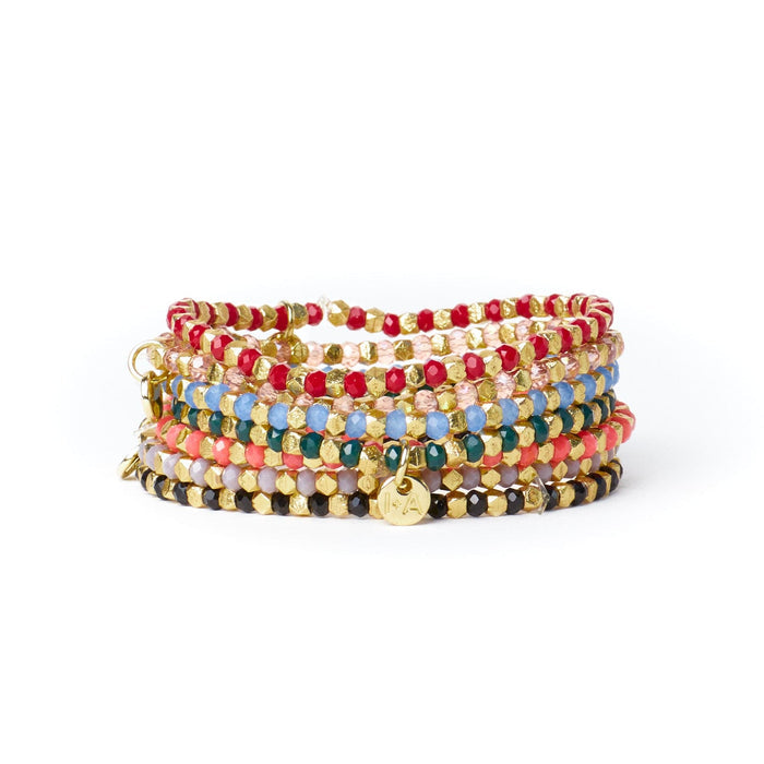 Louise Crystal Stretch Bracelet Silver, Grey, + Gold Stretch