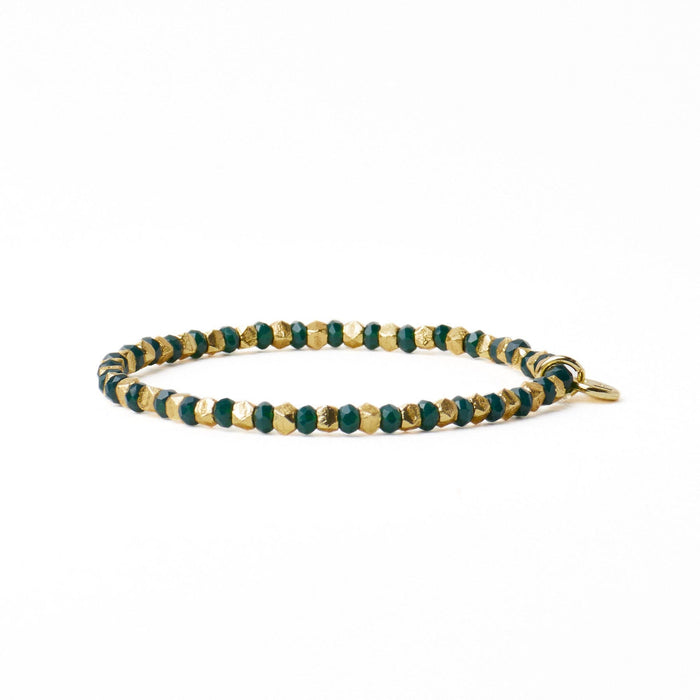 Louise Crystal Stretch Bracelet Green + Gold Stretch