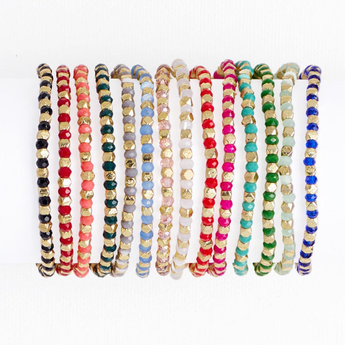 Louise Crystal Stretch Bracelet Lapis + Gold Stretch