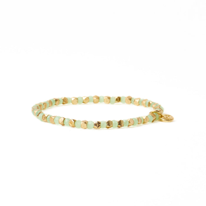 Louise Crystal Stretch Bracelet Mint + Gold Stretch