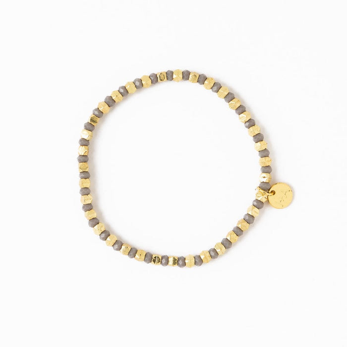 Louise Crystal Stretch Bracelet Silver, Grey, + Gold Stretch