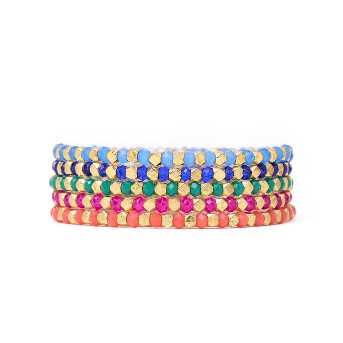 Louise Crystal Stretch Bracelet Stack of 5 Bracelet