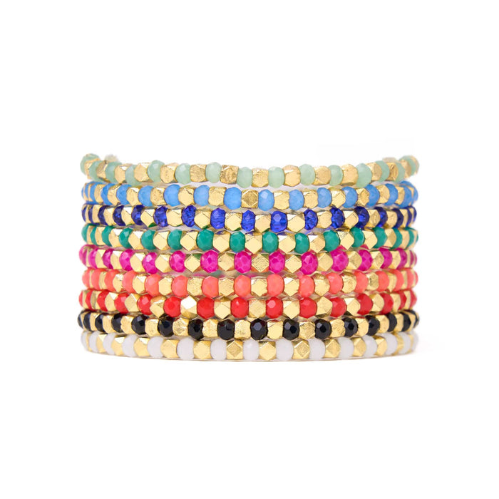 Louise Crystal Stretch Bracelet Stack of 9 Bracelet