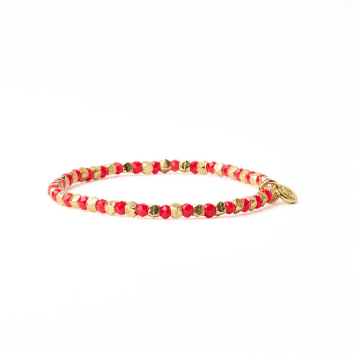 Louise Crystal Stretch Bracelet Tomato + Gold Stretch
