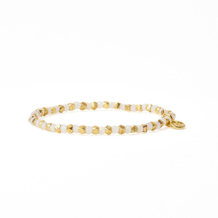 Louise Crystal Stretch Bracelet White + Gold Stretch