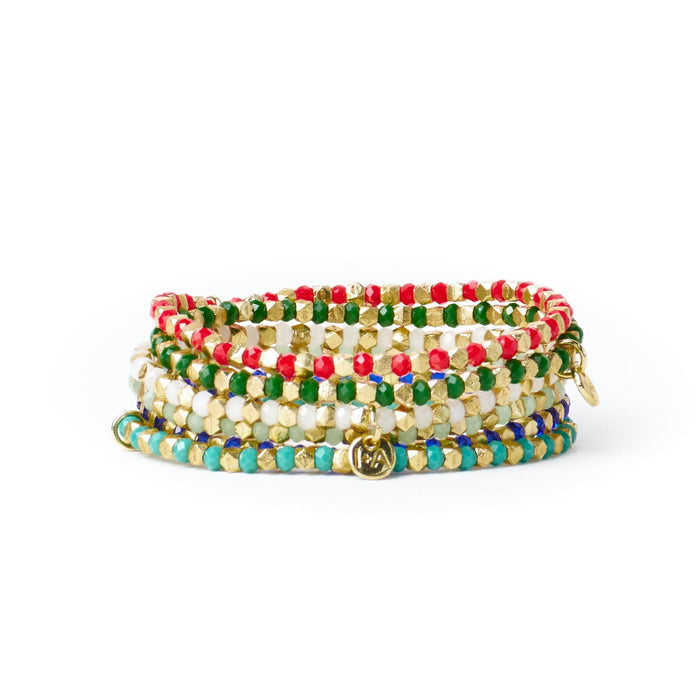 Louise Crystal Stretch Bracelet White + Gold Stretch