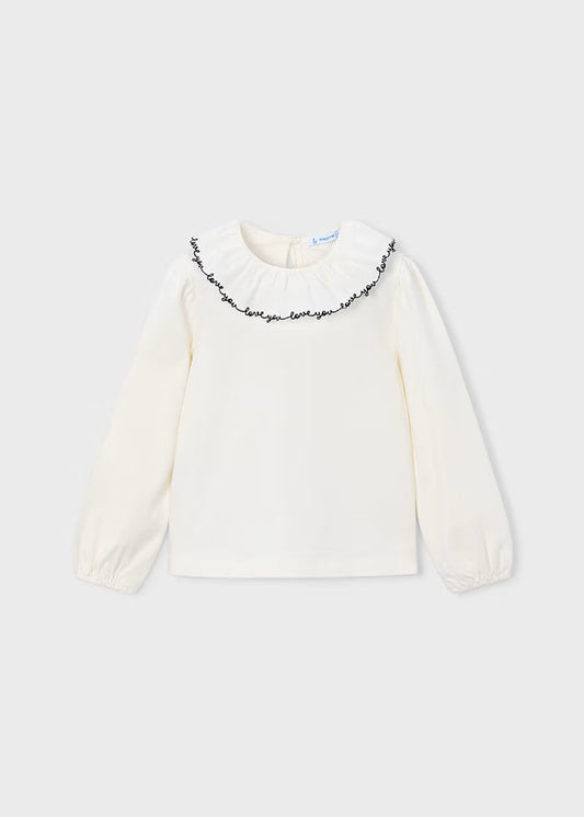 Love You Ruffle Neckline Blouse