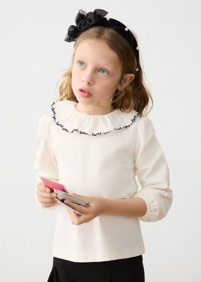 Love You Ruffle Neckline Blouse