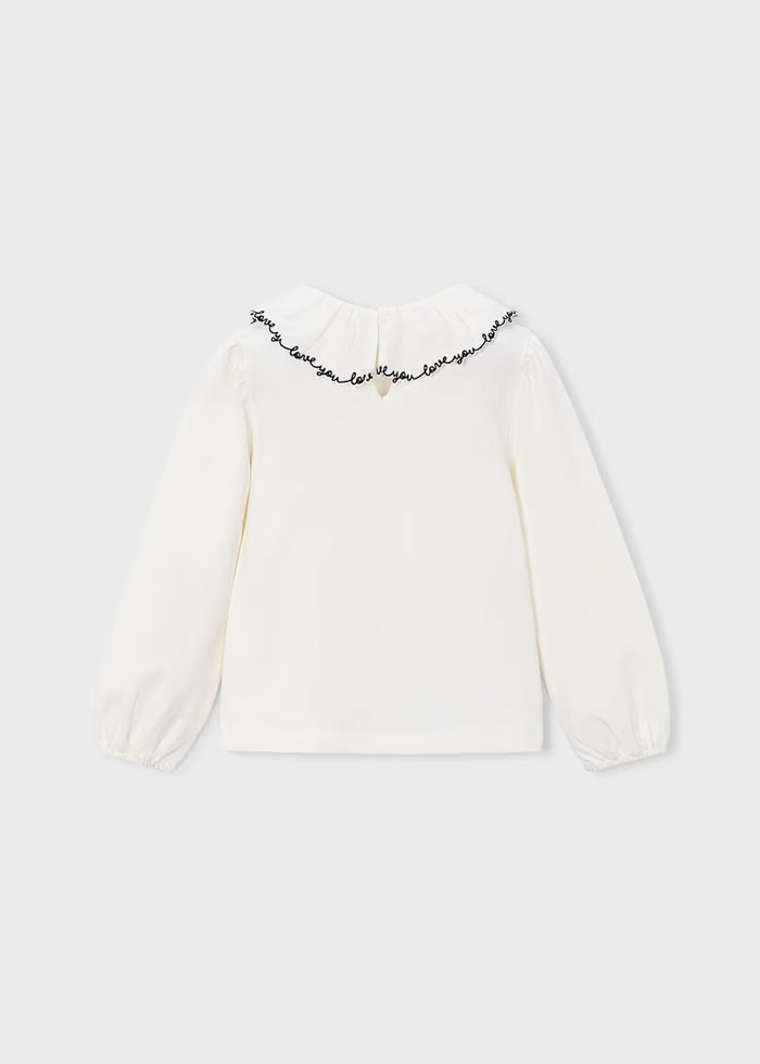 Love You Ruffle Neckline Blouse