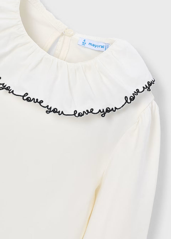 Love You Ruffle Neckline Blouse