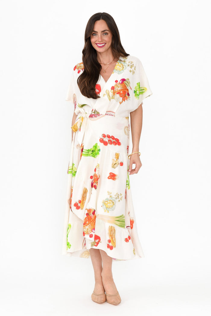 Luanne White Harvest Linen Blend Dress,Brunette model,alt text|model:Elouise