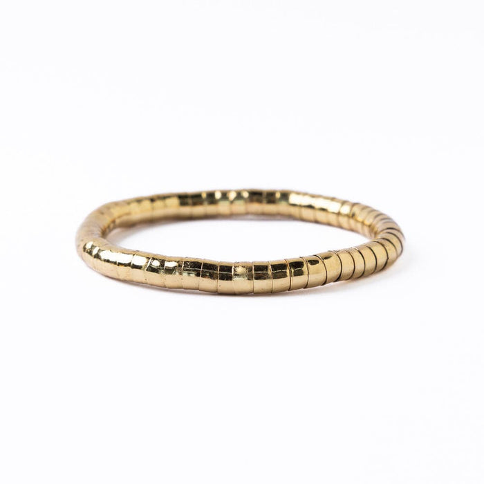 Lucille Round Bead Stretch Bracelet Brass Stretch