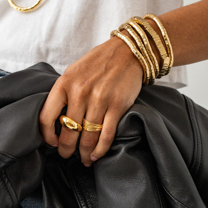 Lucille Round Bead Stretch Bracelet Brass Stretch