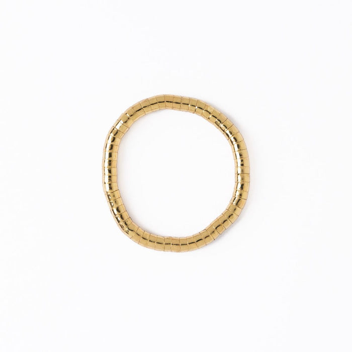 Lucille Round Bead Stretch Bracelet Brass Stretch