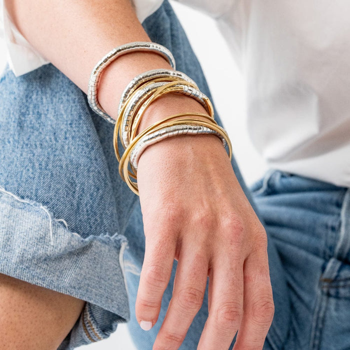 Lucille Round Bead Stretch Bracelet Silver Stretch