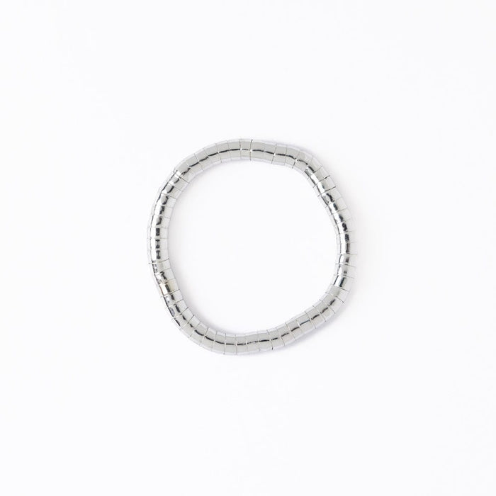 Lucille Round Bead Stretch Bracelet Silver Stretch