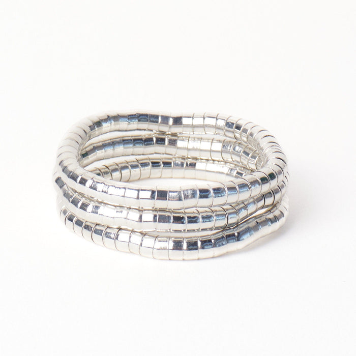 Lucille Round Bead Stretch Bracelets Silver Set of 3 Bracelet