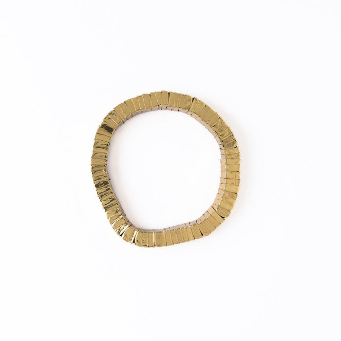 Lucille Square Bead Stretch Bracelet Brass Stretch