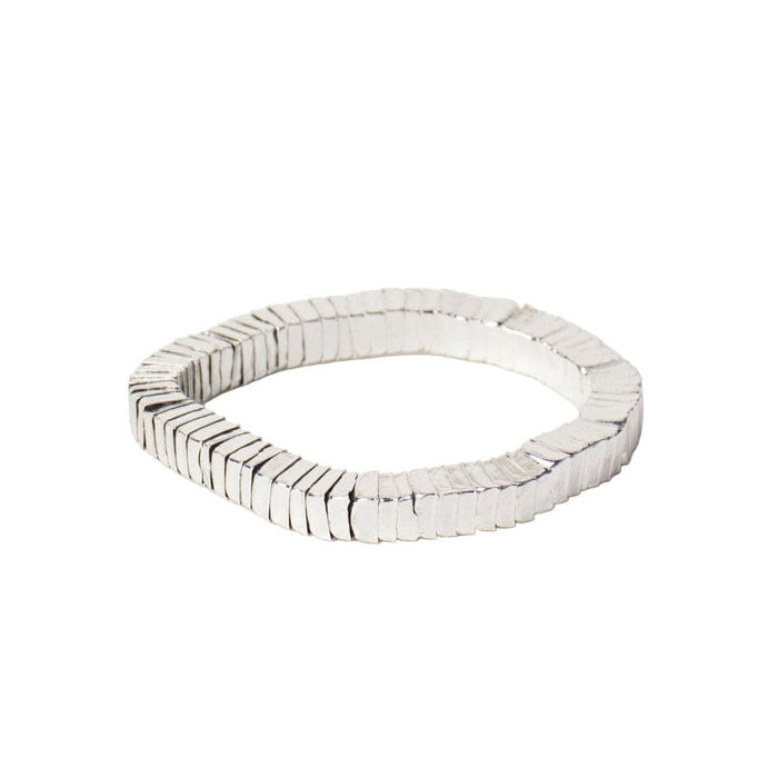 Lucille Square Bead Stretch Bracelet Silver Stretch