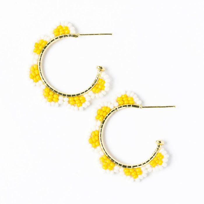 Luna Beaded Scallop Gold Hoop Lemon Hoops