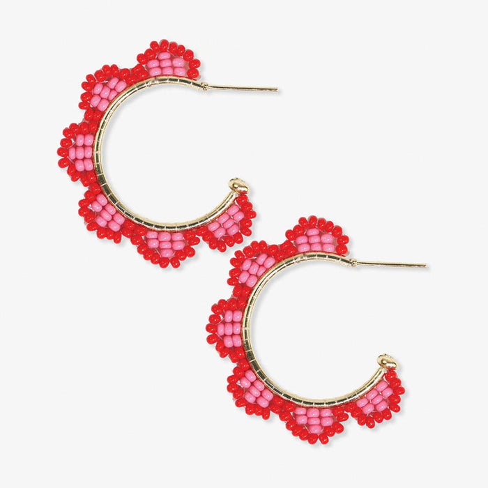 Luna Beaded Scallop Gold Hoop Tomato SMALL HOOP