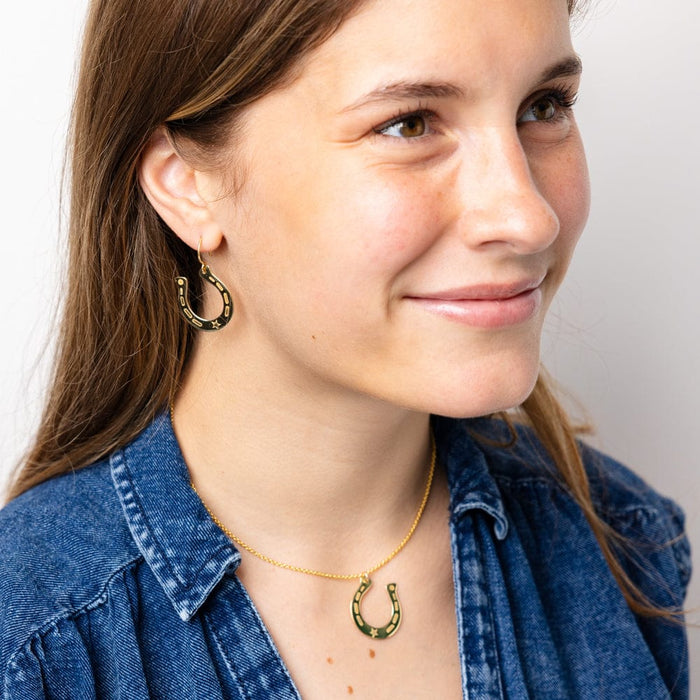 Madison Horseshoe Dangle Earrings Brass Dangle