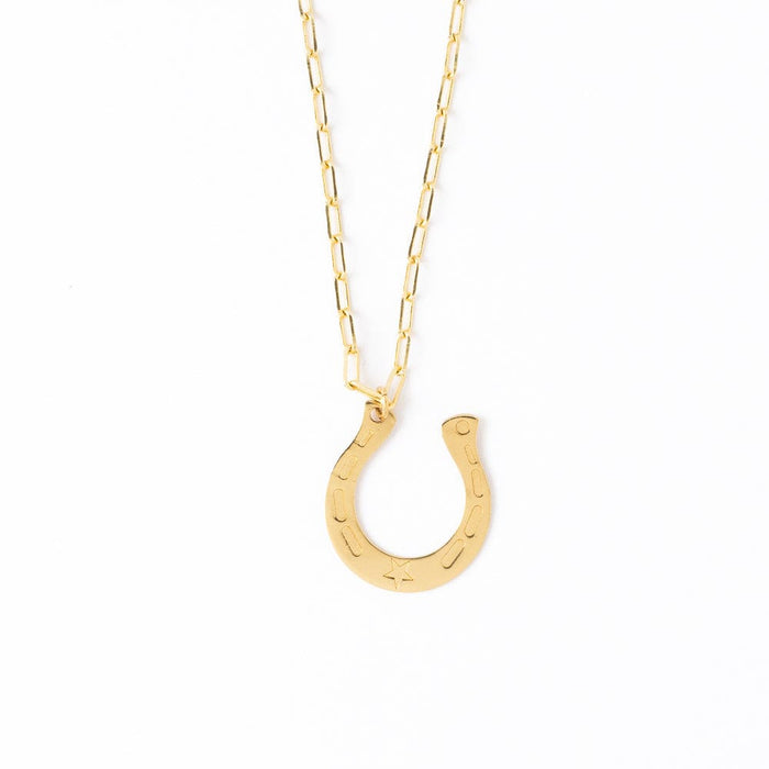 Madison Large Horseshoe Pendant Necklace Brass Pendant