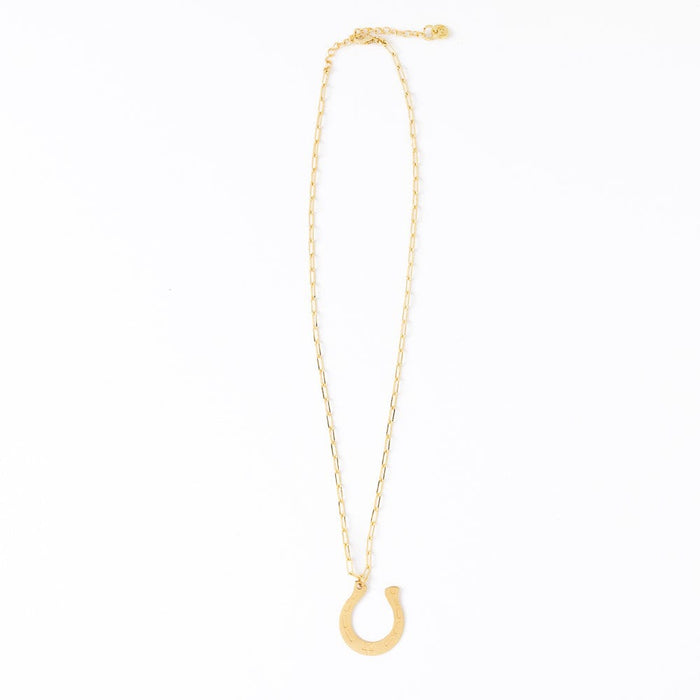 Madison Large Horseshoe Pendant Necklace Brass Pendant