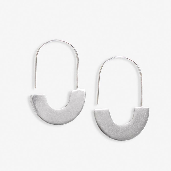 Maggie Half Circles Hoop Earrings Silver