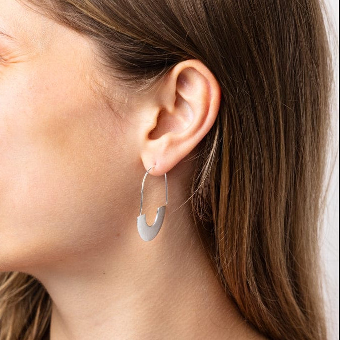 Maggie Half Circles Hoop Earrings Silver