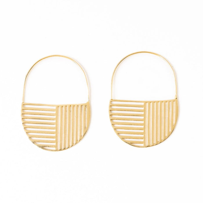 Maggie Opposite Lines Hoop Earrings Brass Earrings