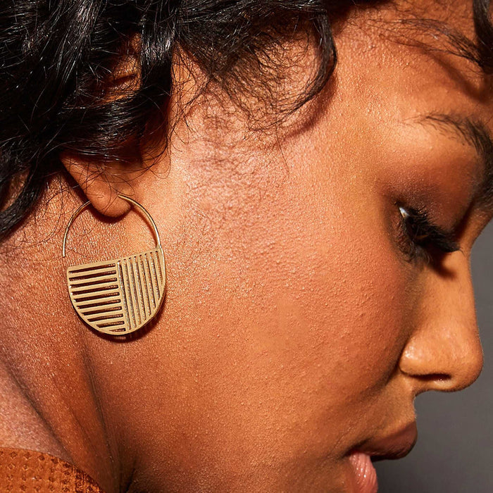 Maggie Opposite Lines Hoop Earrings Brass Earrings
