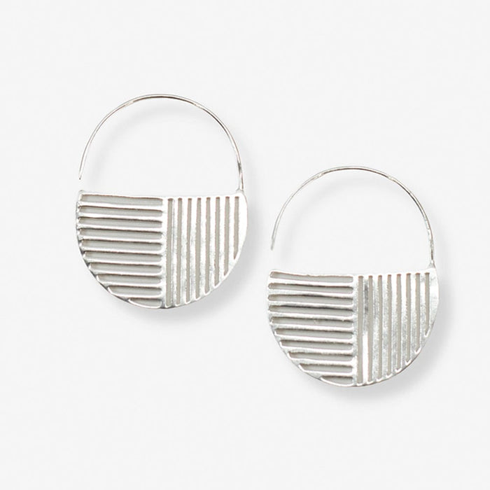 Maggie Opposite Lines Hoop Earrings Silver