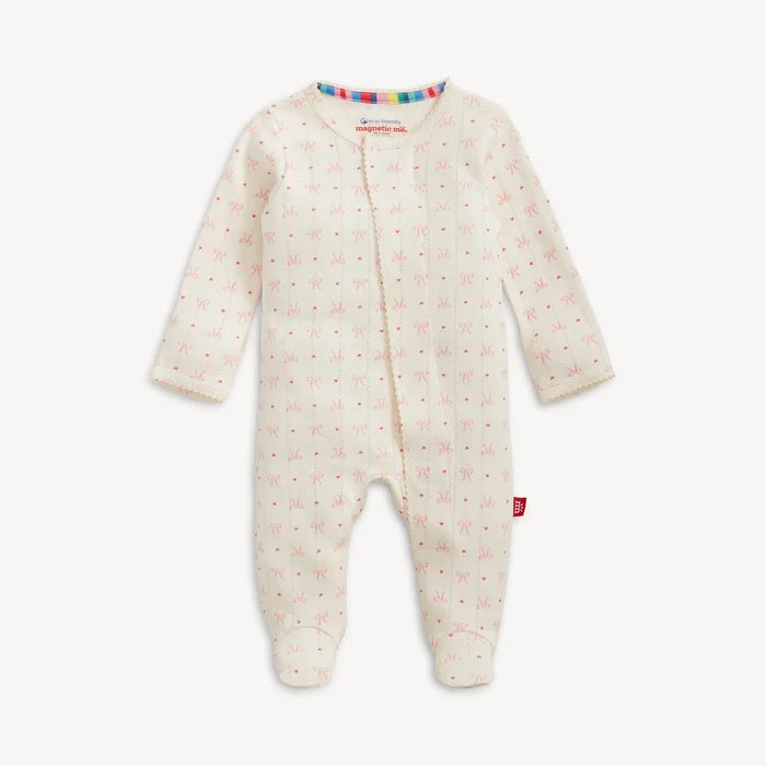 Magnetic Heart and Bow Pointelle Footie