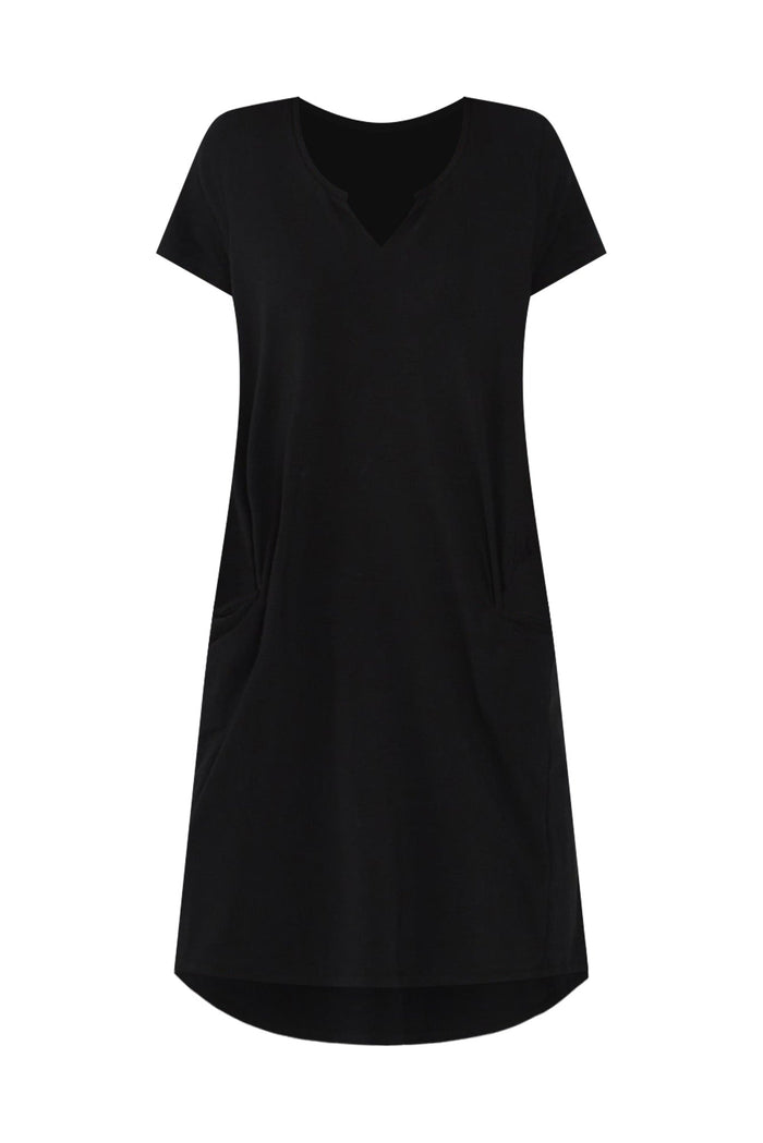 Mandy Black Cotton Tee Dress,ghost-mani